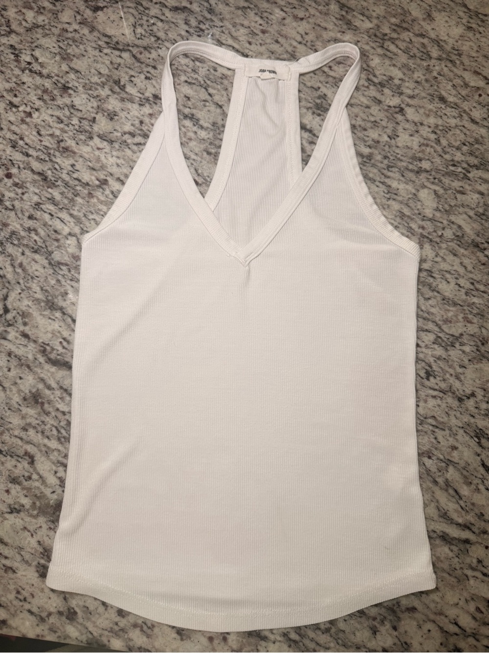 ♡ Joah Brown V Neck Racerback Tank White FlexRib - Picture 7 of 14